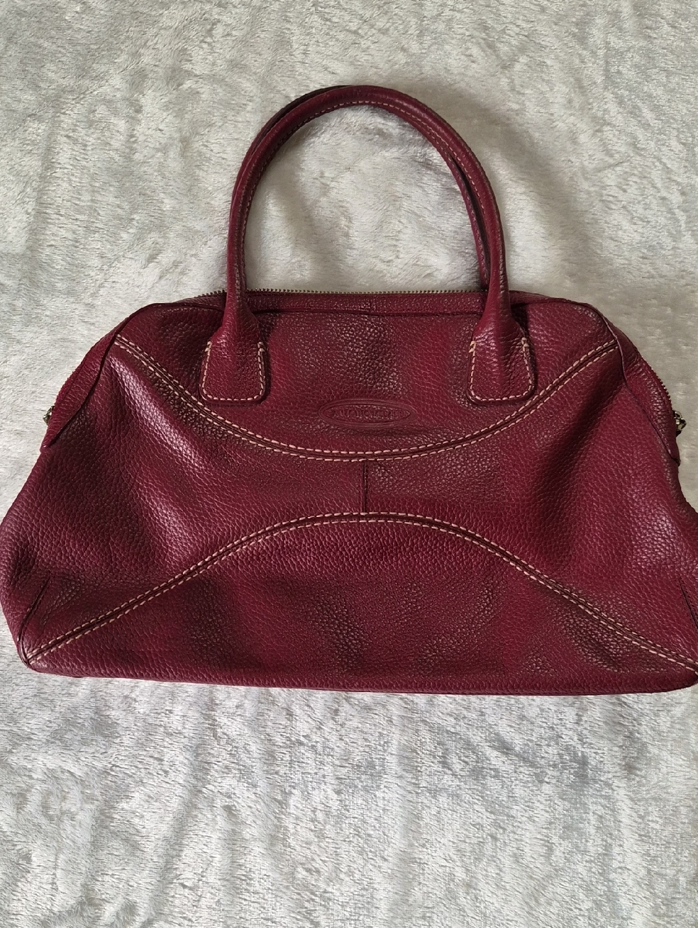 Antonio Melani Burgundy Leather Satchel Bag Large Pebbled Purse